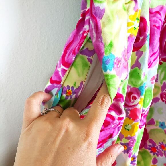 Anthropologie Tulle Women's Bright Barbiecore Floral Colorful Summer Mini Dress - Picture 7 of 10